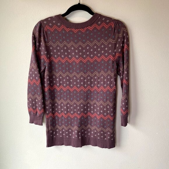 Modcloth Fair Isle Cardigan Purple S - Picture 6 of 7